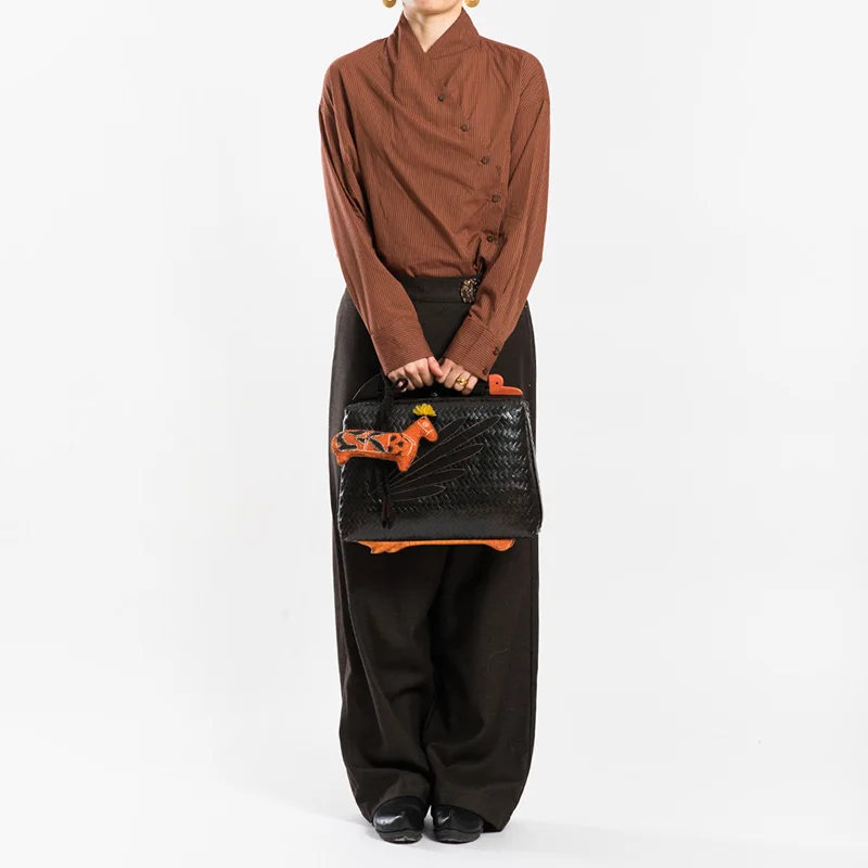 

Женская свободная хлопковая рубашка с асимметричным дизайном, длинными рукавами, на пуговицах, дышащая, удобная, для повседневной носки Urbantribe Зима 2025