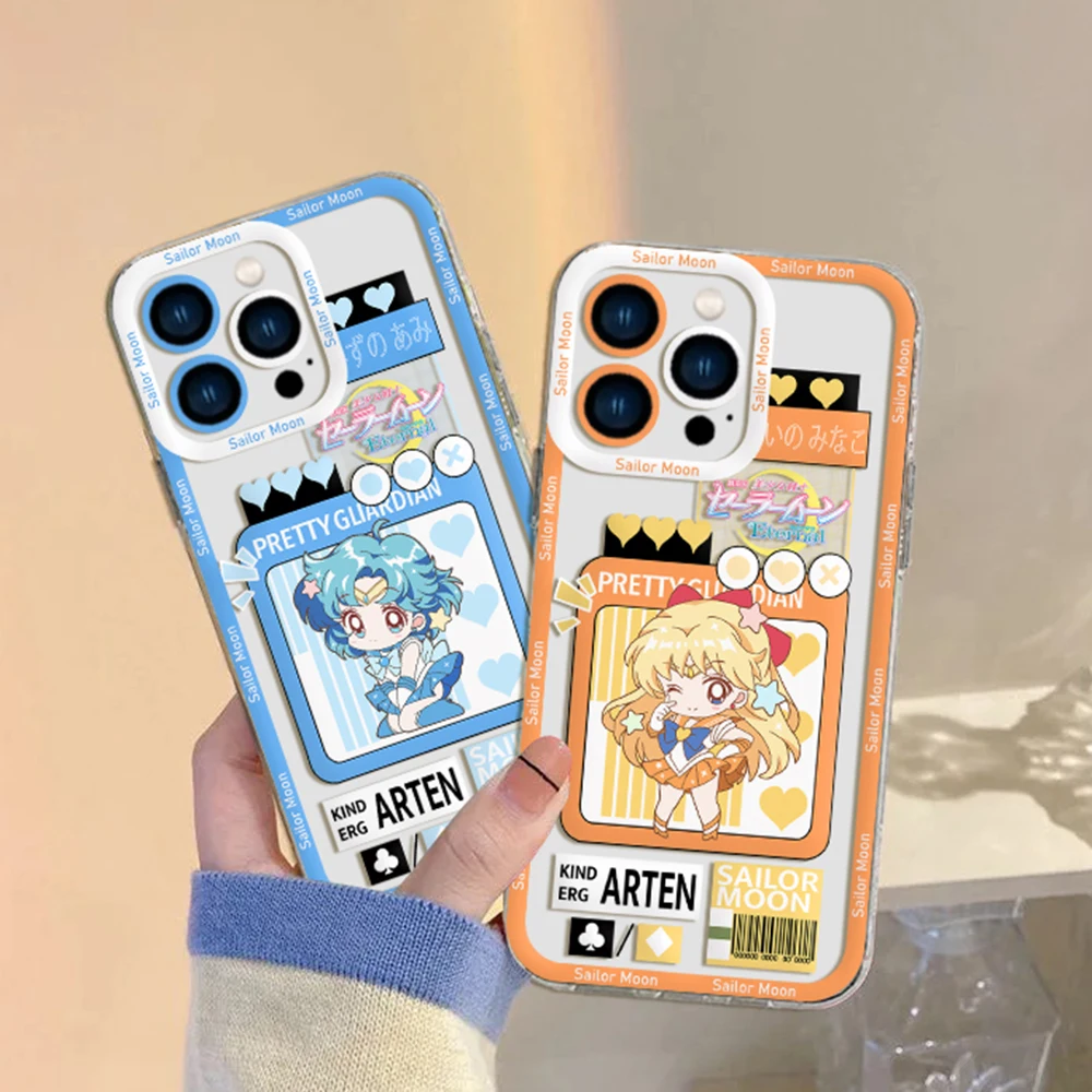 Anime S-Sailors Moons Phone Case for Xiaomi Redmi Note 13 12 12C 11 10 10C 13C 10s 9A 9T 9C 8 7 Pro Max 4G 5G Transparent Cover