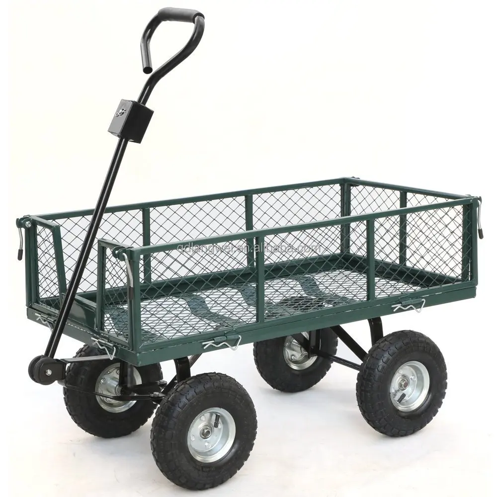 Small Green Steel Tool Car Net Car Garden Wagon