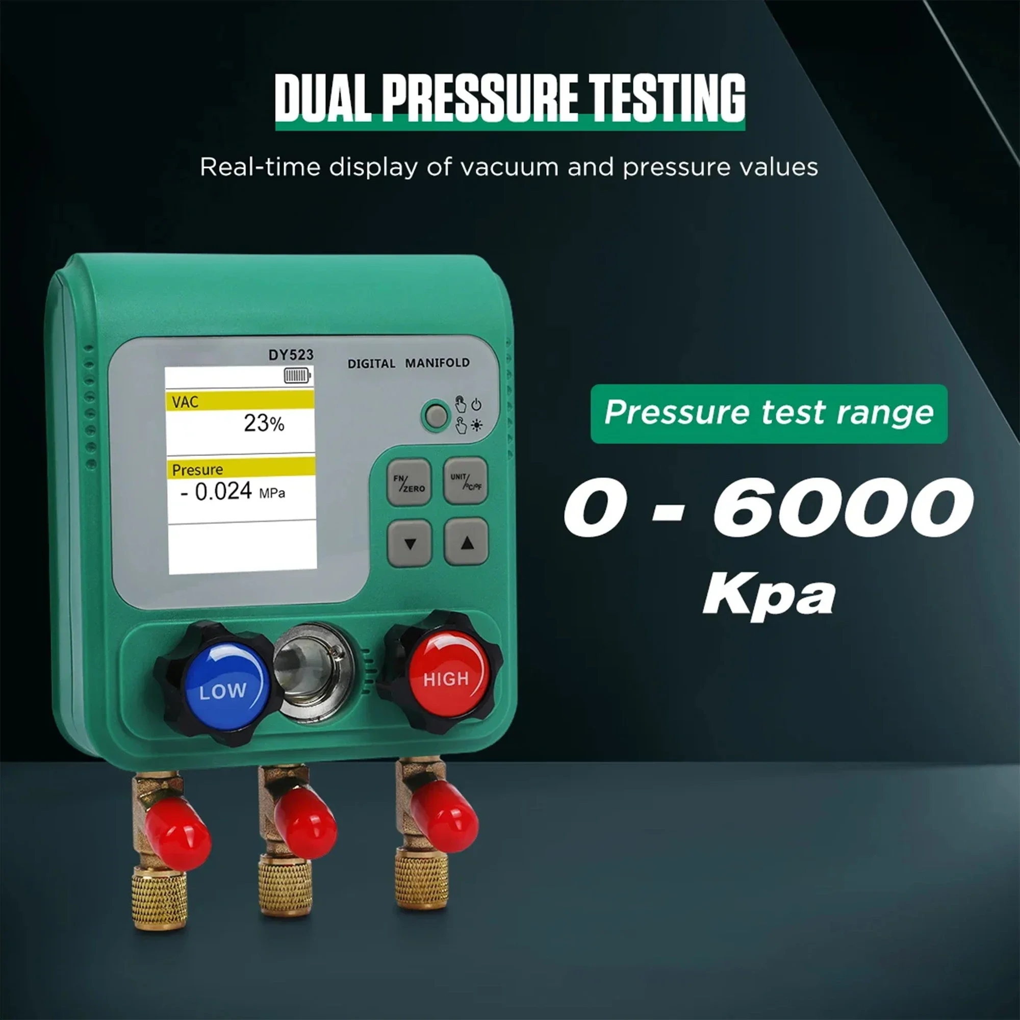 Electronic Air Conditioning Refrigerant Fluoride Meter Vacuum Pressure Gauge Digital Manifold Gauge