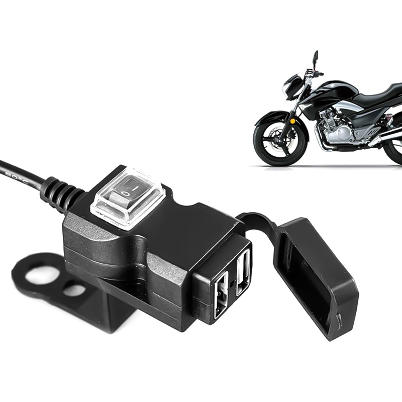 Motorbike Charger Adapter Power Supply Socket for Phone Motorcycle Dual USB Motorbike Motorcycle Handlebar Charger Adapter