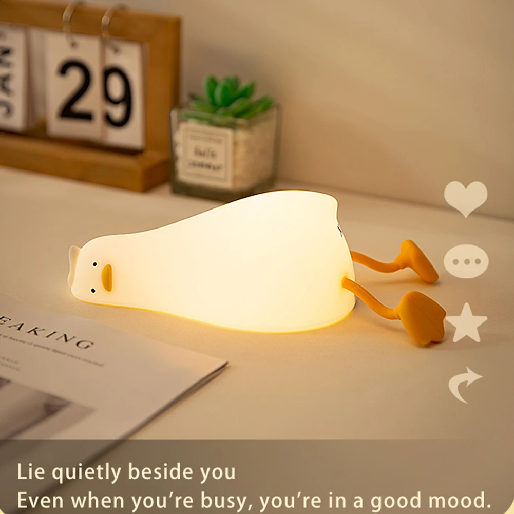 Duck Night Light Adjustable Brightness Usb Charging Bedroom Bedside Lamp Mobile Phone Holder Kids Gift