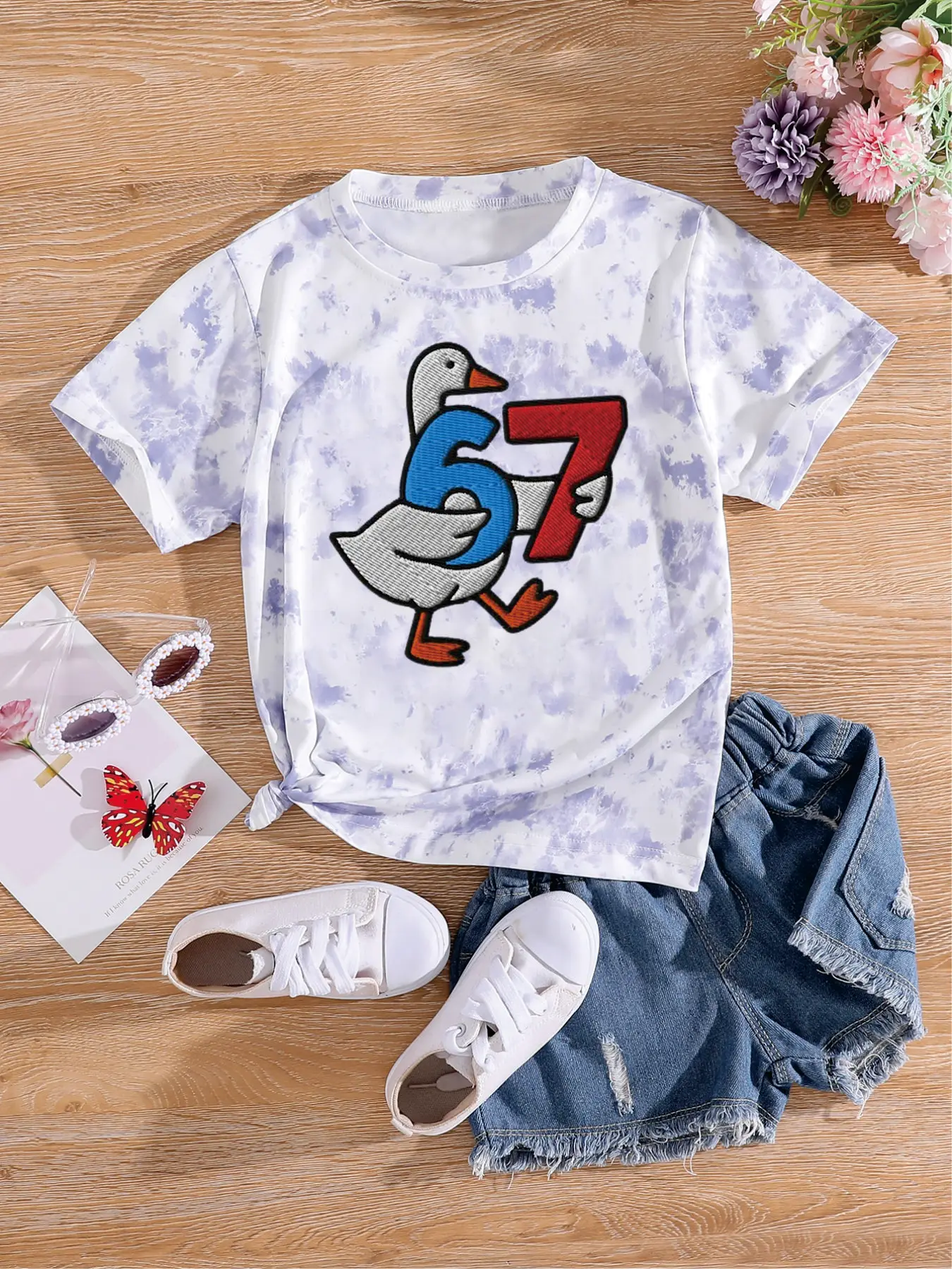 Kids Boys/Girls Tie-Dye T-Shirt, Cute Duck 