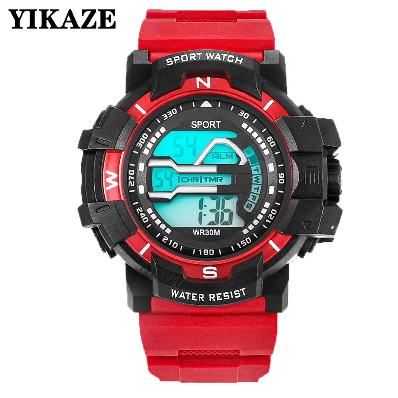 YIKAZE-reloj Digital militar para hombre, pulsera de cuarzo resistente al agua hasta 30m, LED, deportivo, Masculino