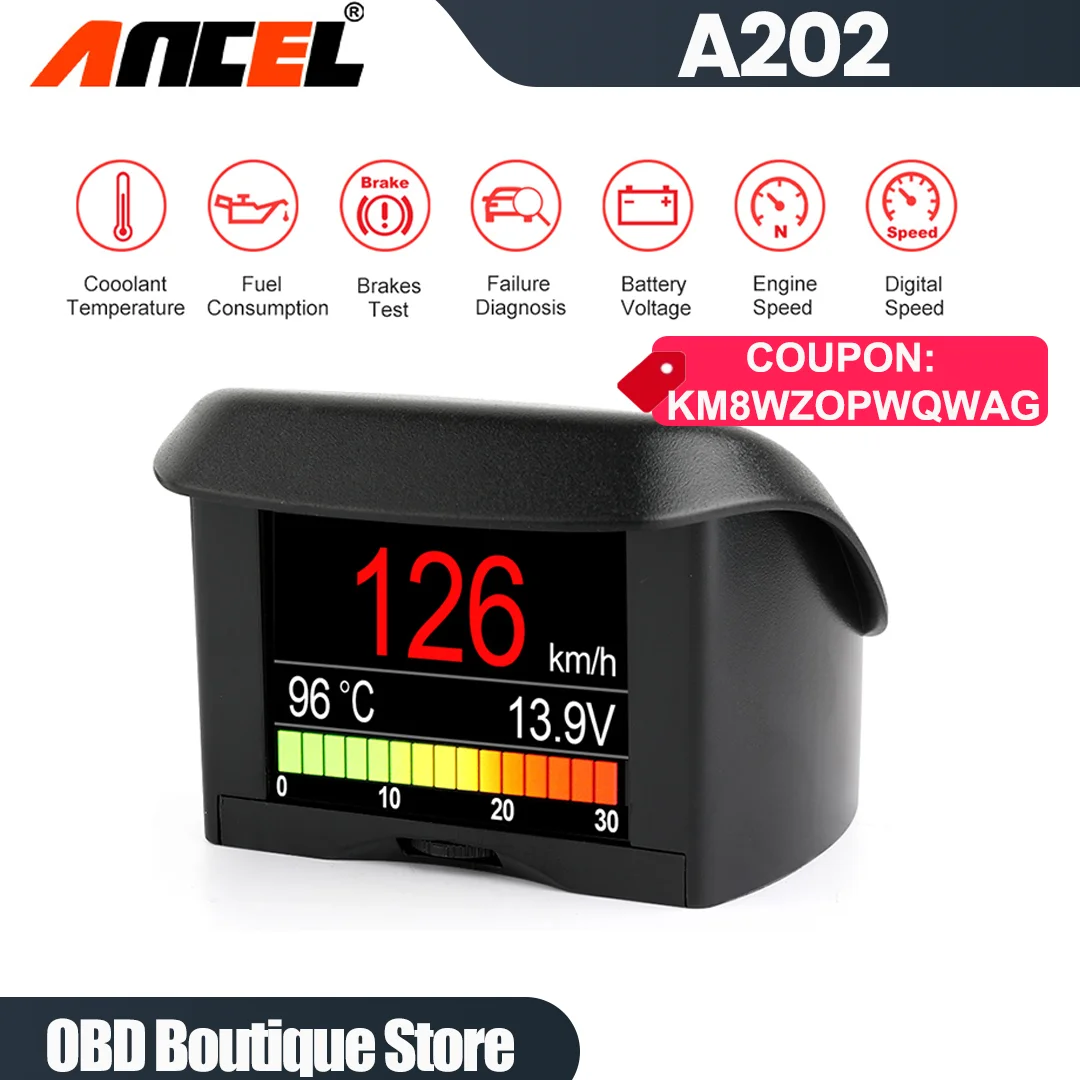 

Ancel A202 OBD2 Scanner Automobile On-board Computer Car Digital OBD 2 Computer Display Speed Fuel Consumption Temperature Gauge