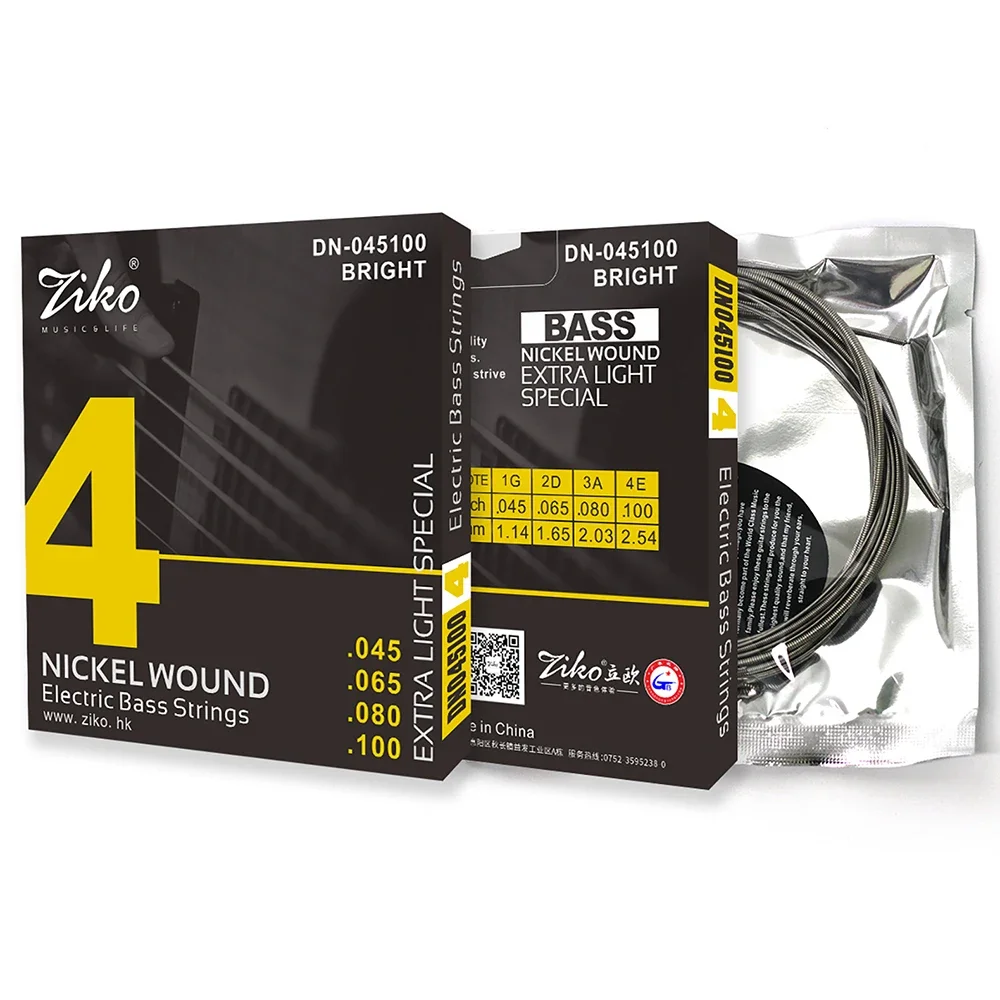 

ZIKO 4-String Bass Guitar Strings Hexagonal Steel Core Nickel Wound Bass Guitarra Strings Guitar Parts & Accessories DN-045100