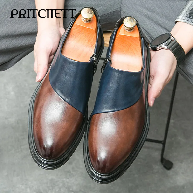 

Large Size New Color Matching Leather Shoes Fashionable Men's Slip-On Trendy Leather Shoes Simple Casual Loafers Men's Shoes