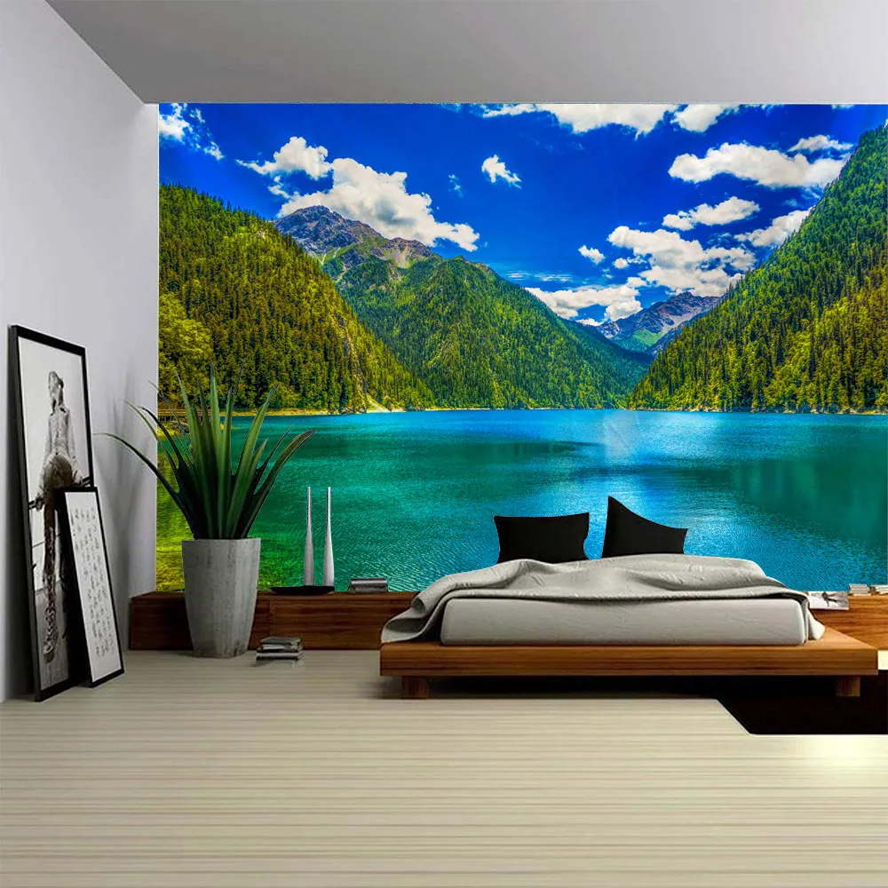

Mysterious Dreamy Forest Landscape Tapestry Wall Hanging Bohemian Jungle Flower Aesthetics Bedroom Home Decoration Background