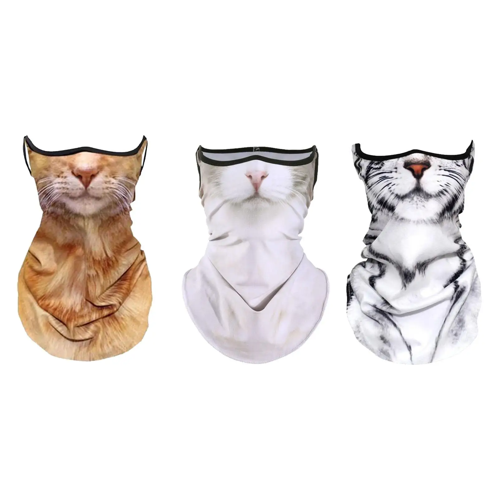 Face Mask with Ear Loops Neck Gaiter Cute Cat Design Sun Protection Balaclava Full Face and Neck Cover for Outdoor Activities