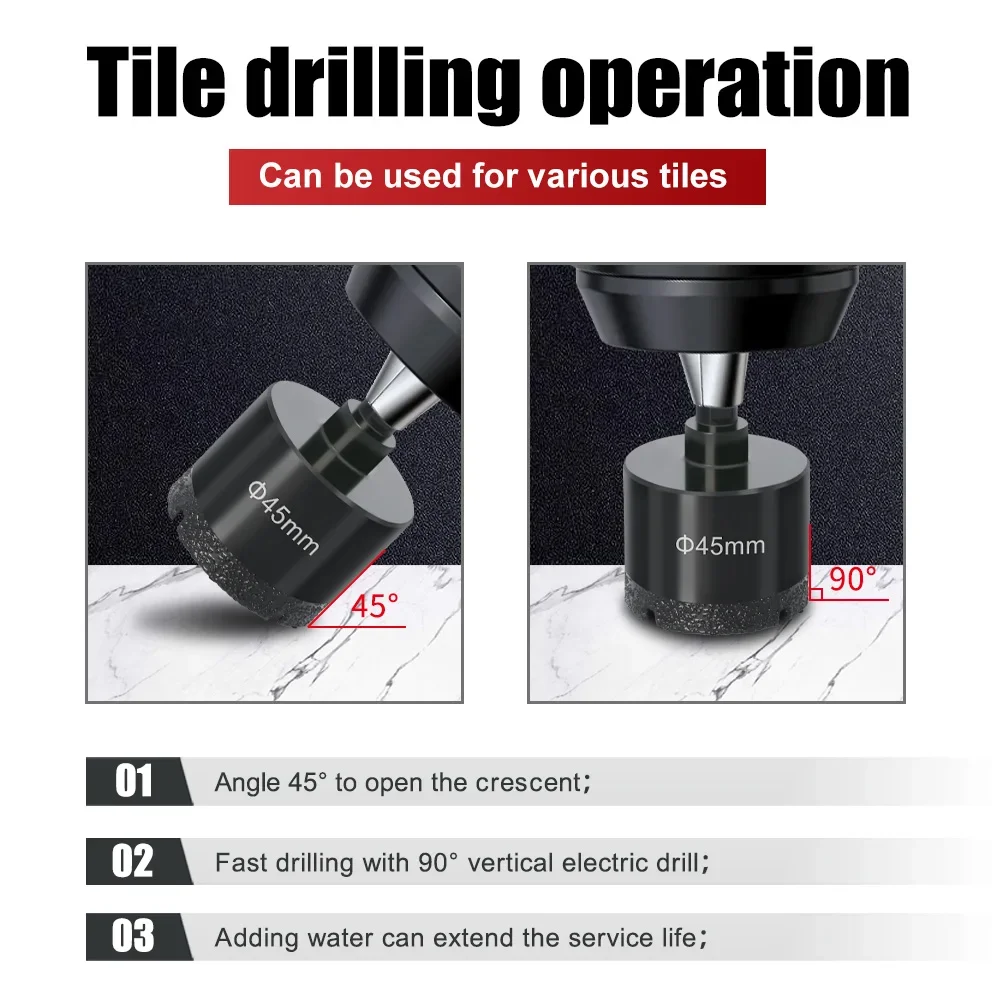 1 PC 5-200mm Diamond Brazed Core แห้งเจาะบิตสําหรับกระเบื้องพอร์ซเลนหินอ่อนหินแกรนิตหลุมถ้วยเลื่อยเครื่องตัดอุปกรณ์เสริมตัด