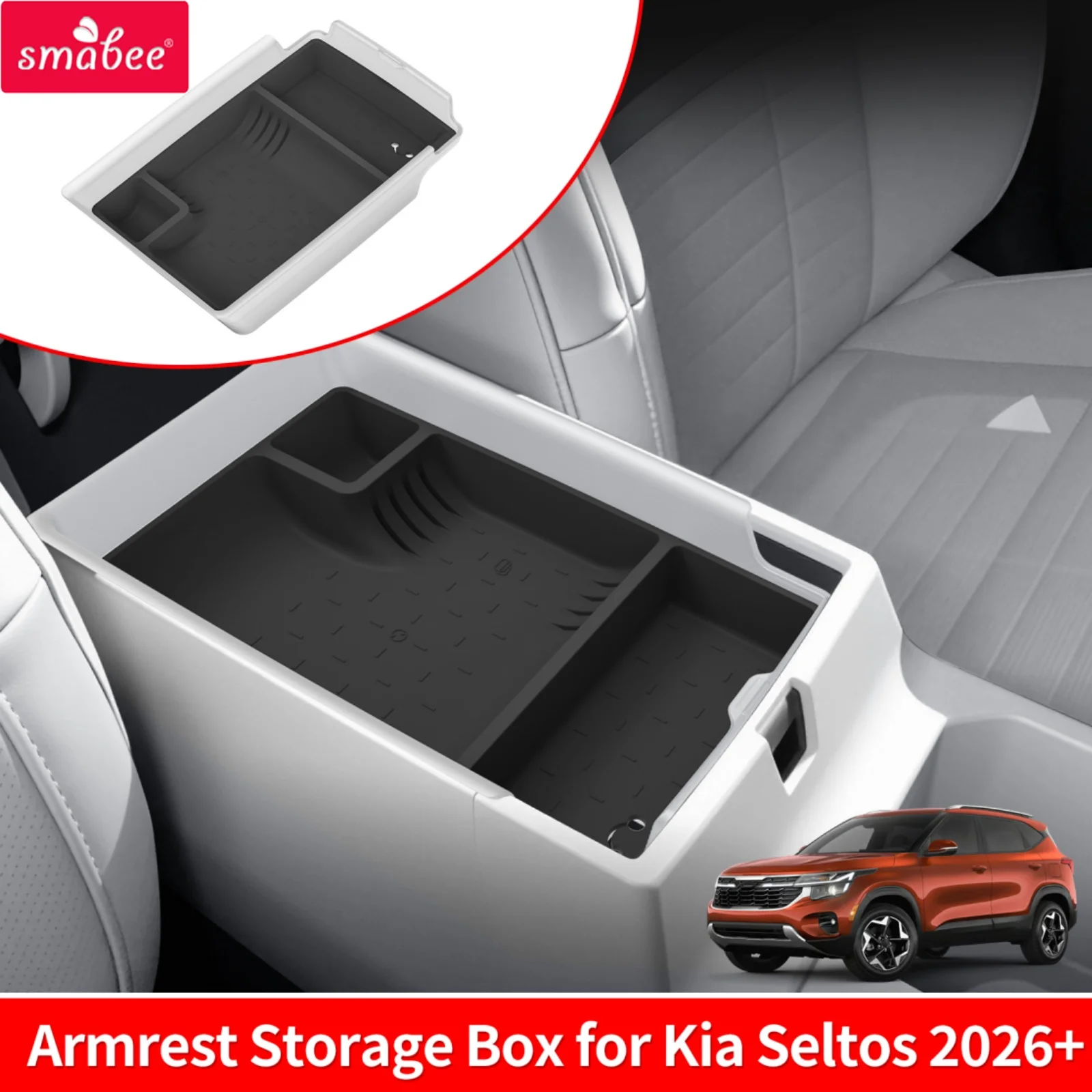 Smabee for Kia Seltos 2026+ Regular /Upgraded Version (Not for US) Center Armrest Storage Box Tray Car Accessories