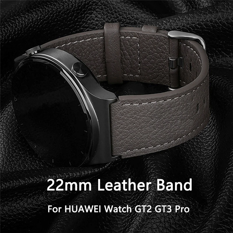 22mm Leather Strap for Huawei Watch GT2 GT3 Pro 46MM Strap Wristband for HUAWEI WATCH GT 3 Pro 46mm GT Runner Smart Watch Band