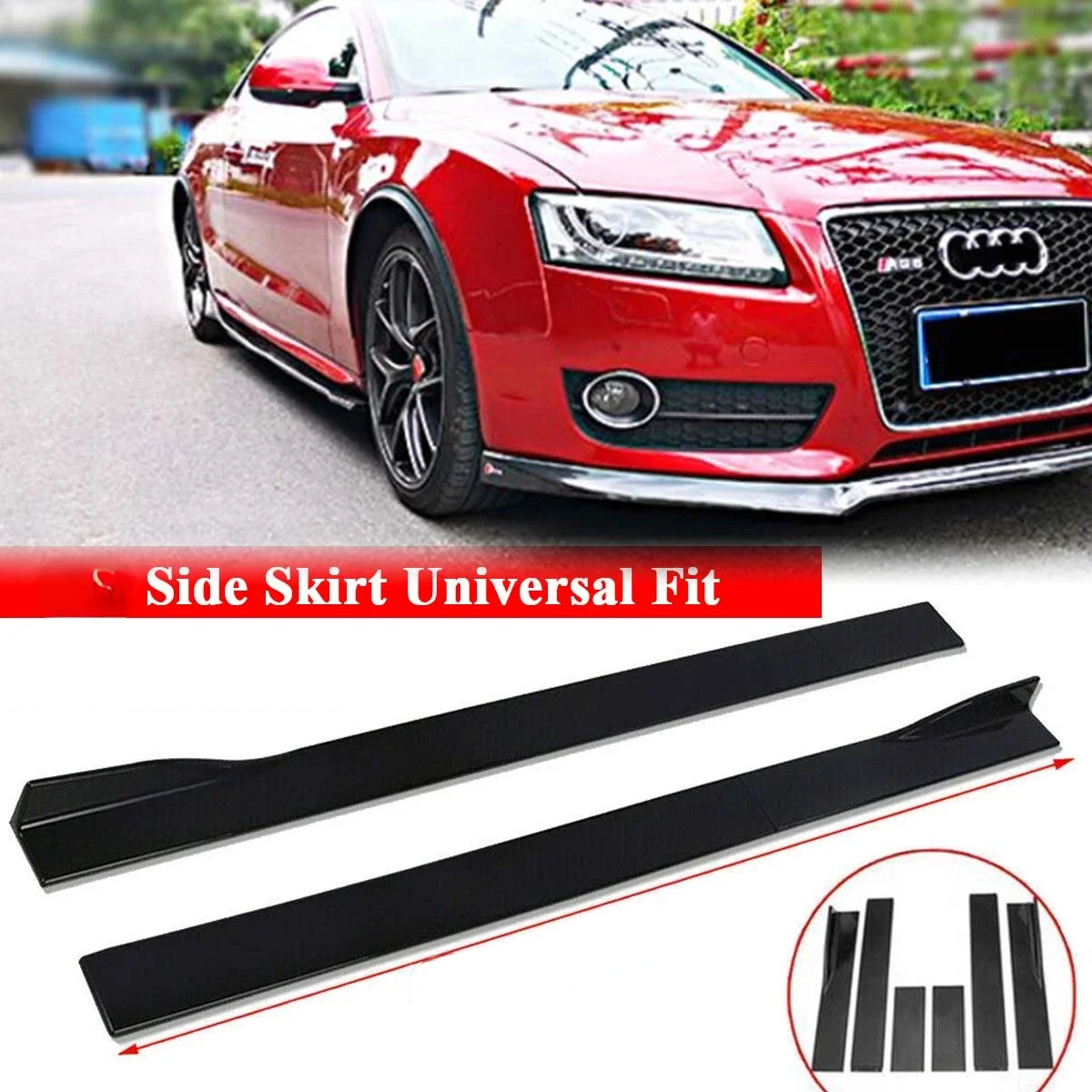 Side Skirt Universal For Audi SLINE A5 S5 RS5 B8 2008 - 2011 Extension Splitters Apron Lip Splitter Winglet Car Accessories