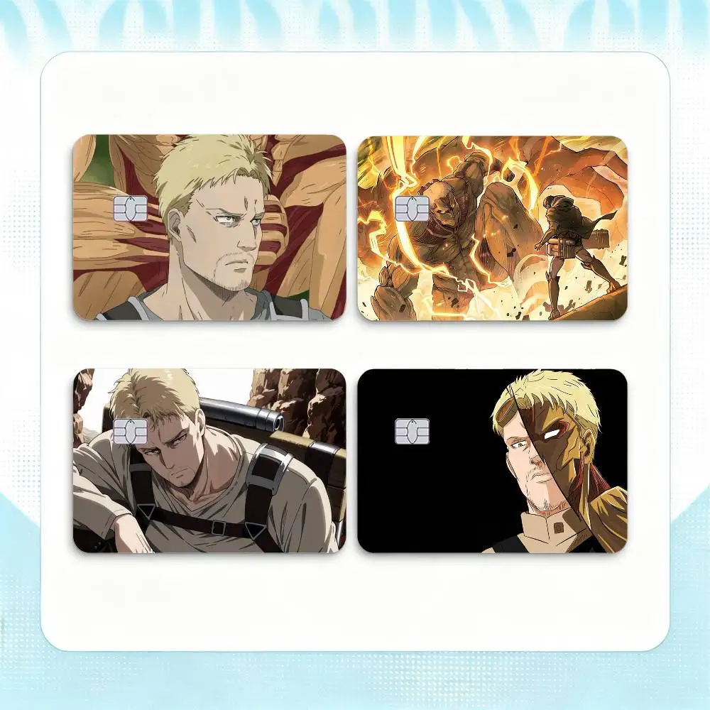 Attack on Titan Reiner Braun  Credit Card HD Stickers Small Chip Waterproof Sticker Game Card Decal Gift