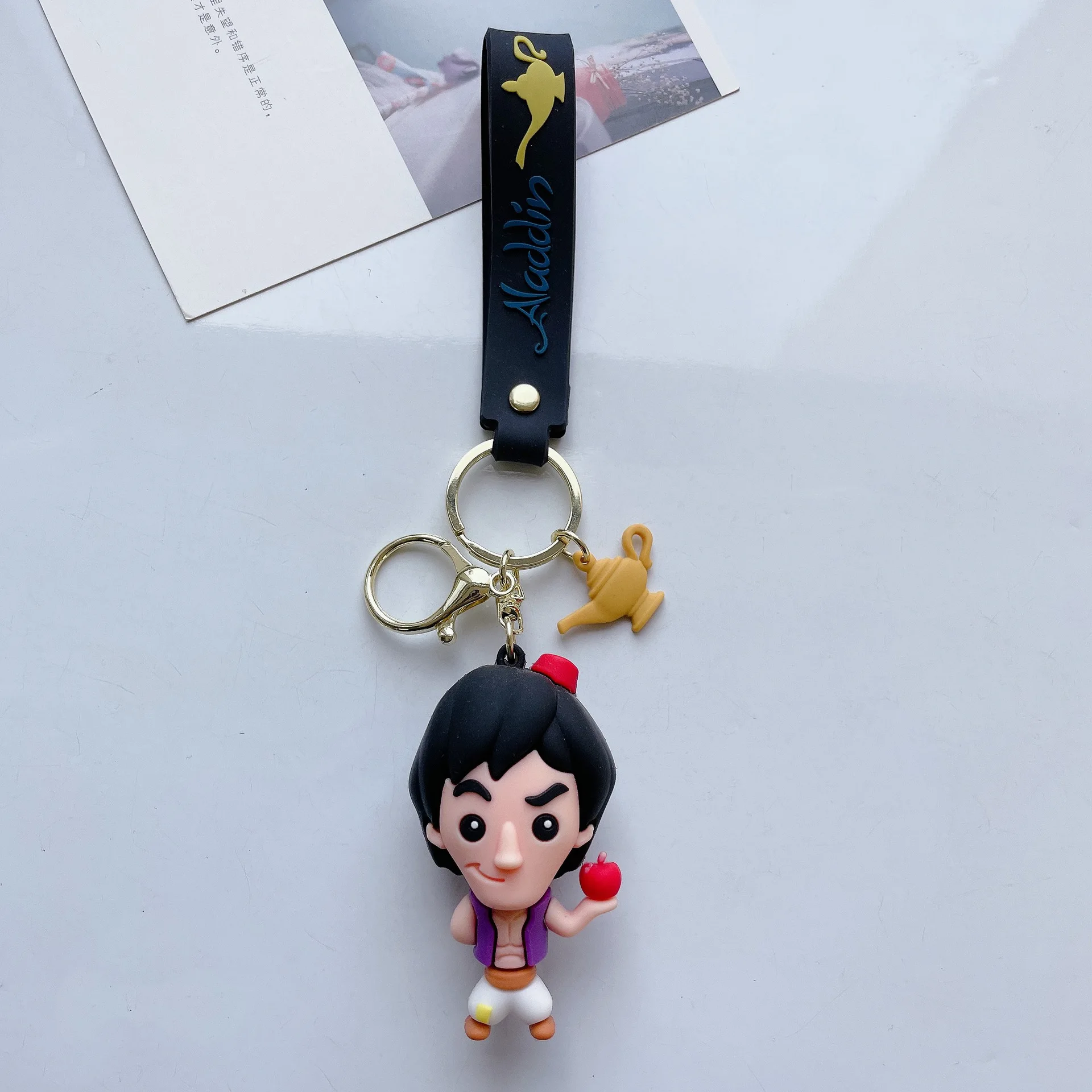 Disney Movie Aladdin Figure Backpack Pendant Ornament Keychain Jasmine Princess Genie Keyring Women Men Kid Friends Small Gift