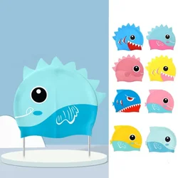 Children Swimming Caps Long Hair Ear Protection Cartoon Swim Cap for Boys Girls Kids Soft Silicone Swimming Cap Pool Accessories