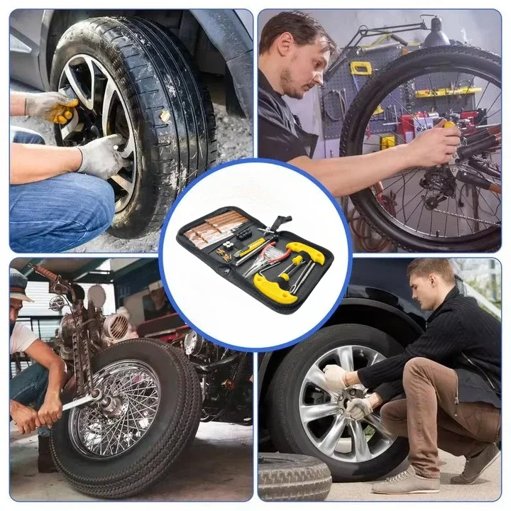 Car Tire Repair Tool With Rubber Strips Tire Repair Needle Valve Core Tools Steel Spiral Needles Puncture Tire Repair KiT