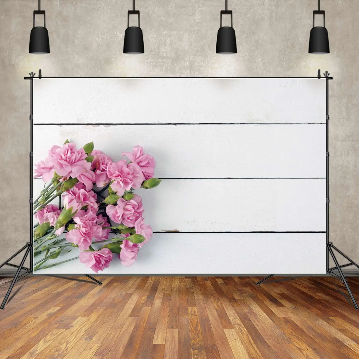Frühling rote Blumenstrauß Kulissen Fotografie weiße Holzbrett Planken maßge schneiderte Kinder Photo booth Foto Hintergründe