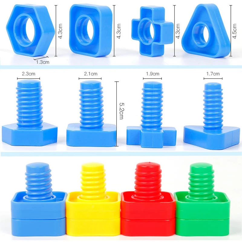 5 Sets Screw Building Blocks Plastic Insert Blocks Nut Shape Toys for Children Educational Toys Scale Models Free Shipping