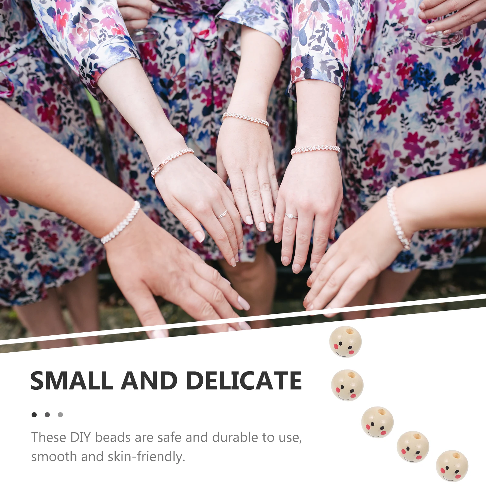 

60pcs Wood 20mm Wood Beads Bulk Smile Face Round Wooden DIY Craft Jewelry Making Supplies Home Decor Large Hole