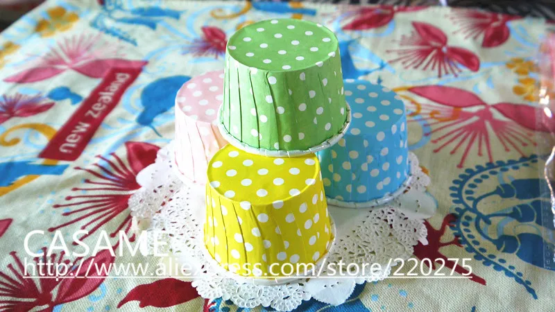 100pcs Mini Small Color Polka Dot Paper Cake Cup Cupcake Bake Cupcake Muffin Cases Muffin Holder  Wedding Decoration - Image 3