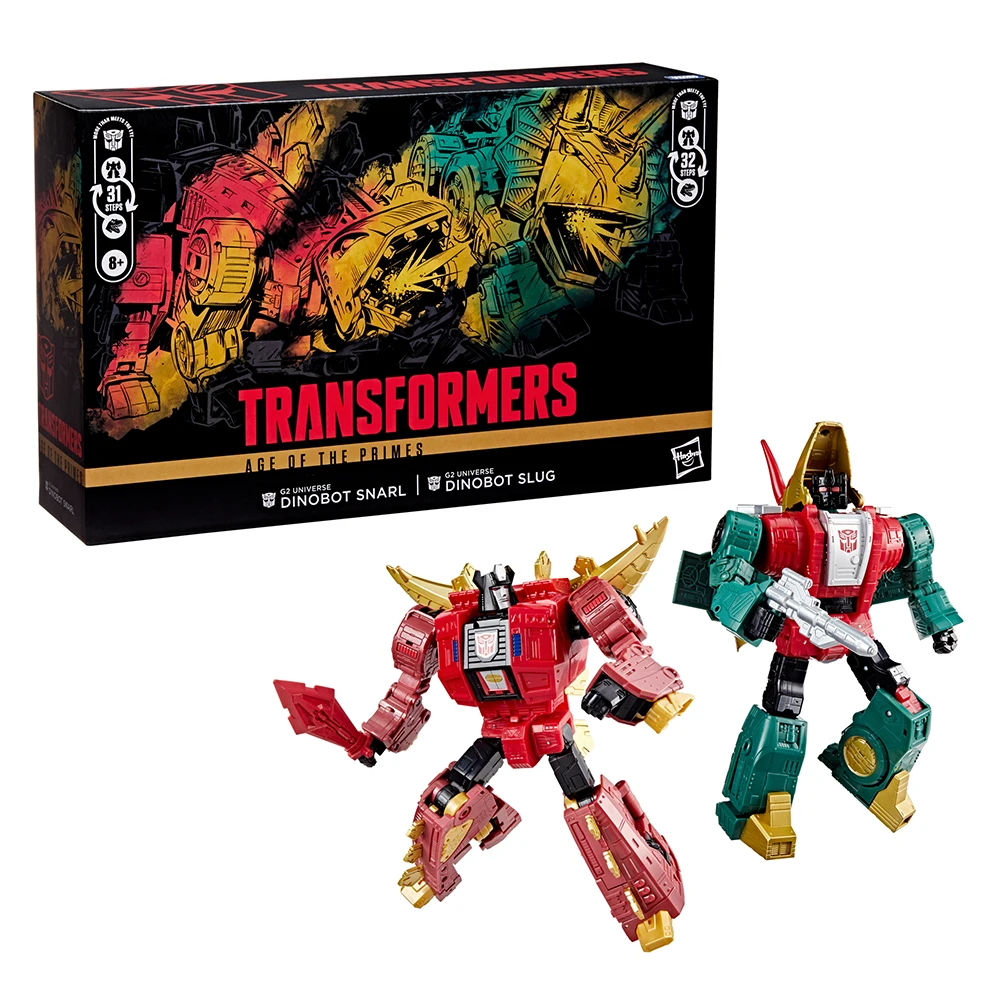 [Auf Lager] Hasbro Transformers Age of the Primes G2 Universe Dinobot Slug and Snarl 2er-Pack-Set 21,5 cm Leader Class Figurenspielzeug