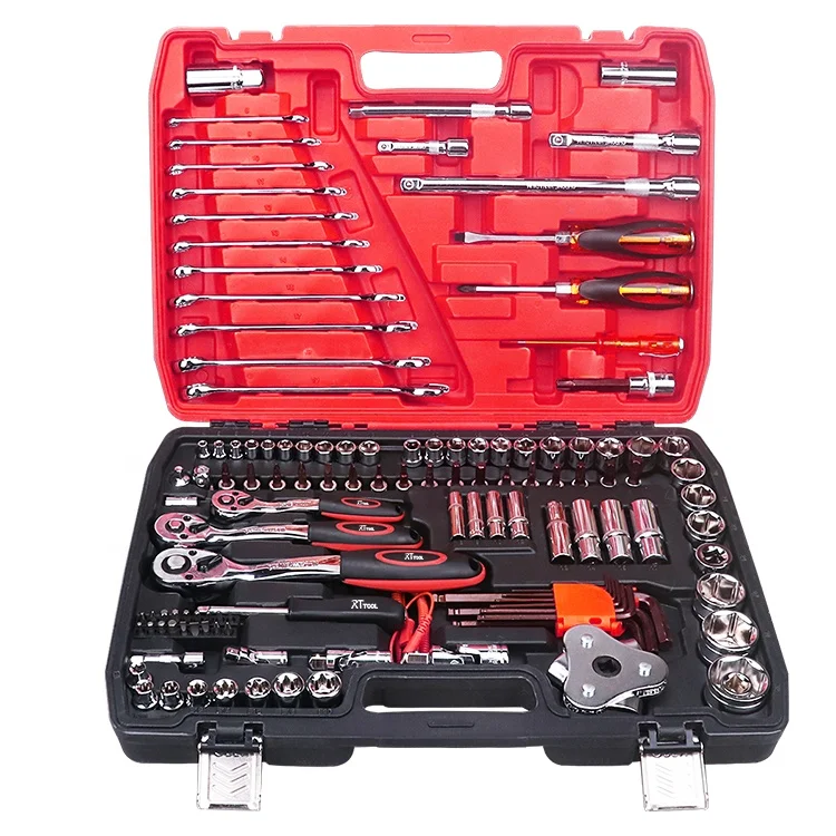 Socket Wrench Set com Plastic Toolbox, Reparação Automóvel, Hand Tool Sets, Kit de Combinação, 121Pcs