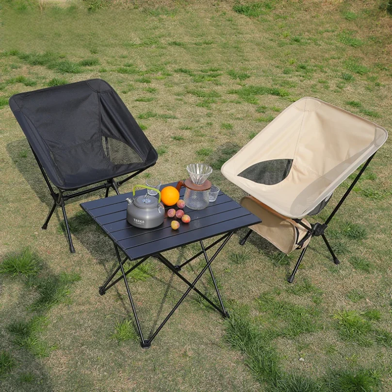 Foldable Camping Chairs Set Lightweight folding Chair Ultralight  Backpacking Moon Chairs for Garden Picnic Beach Fishing view 6