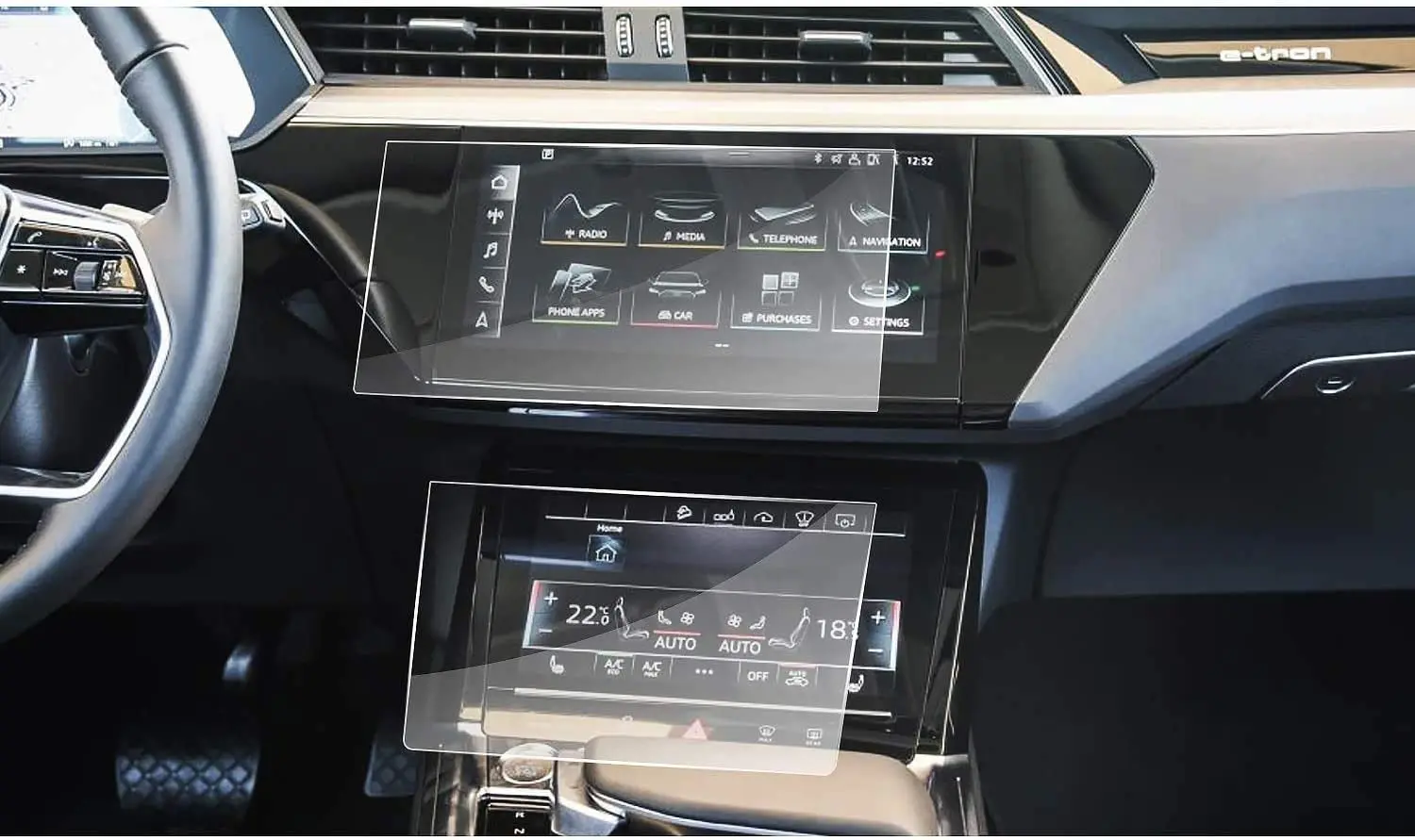 Ochronne szkło hartowane na ekran kompatybilny z ekranem dotykowym Q7 Q8 e-tron GPS 2019-2023, chroniącym ekran dotykowy Audi,