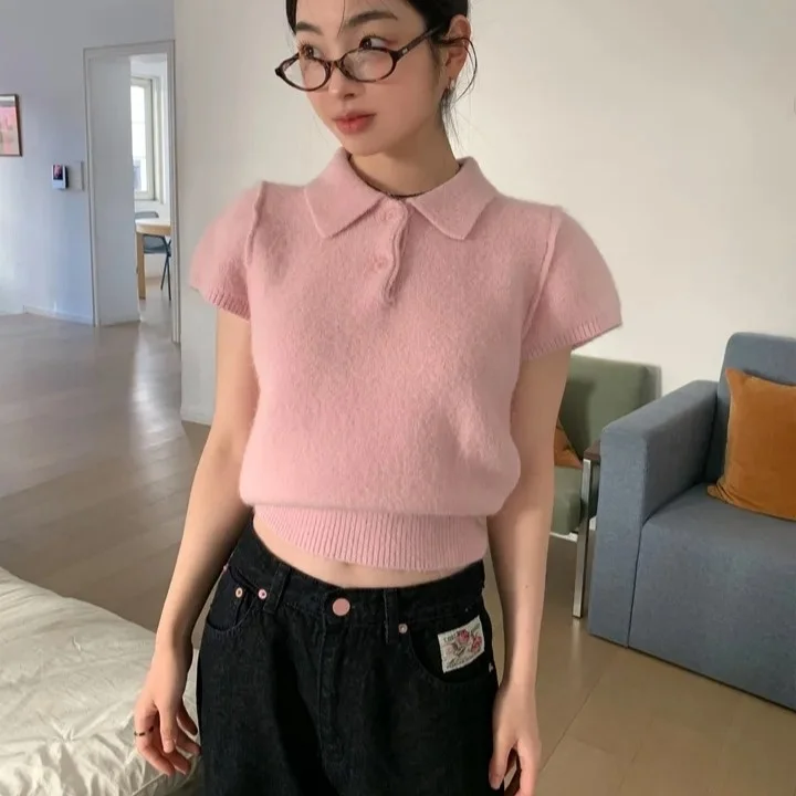 เสื้อสเวตเตอร์ถักนิตติ้งผู้หญิง สไตล์ลำลอง แฟชั่นหวาน น่ารัก สีพื้น เรียบง่าย เหมาะสำหรับใส่ไปทำงาน อายุ 8-24 ปี