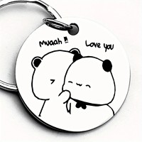 Featuring a Cute Bubu Dudu Love You Keychain, Panda Bear Couple Design, Valentine's Day Anniversary Gift