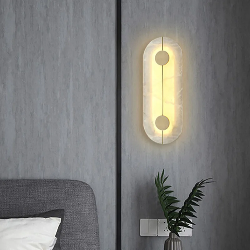 Nordic Marble Living Room Wall Lamps Modern Minimalist Hotel Restaurant Lights Bedroom Bedside LED Decor Lighting Fixtures