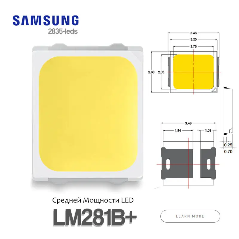 Original Samsung LM281B+ LED Diode 0.5W SMD 2835 3000K 3500K 4000K 5000K 3V 0.5W High Light Efficiency/PPE Horticulture Lighting image 4