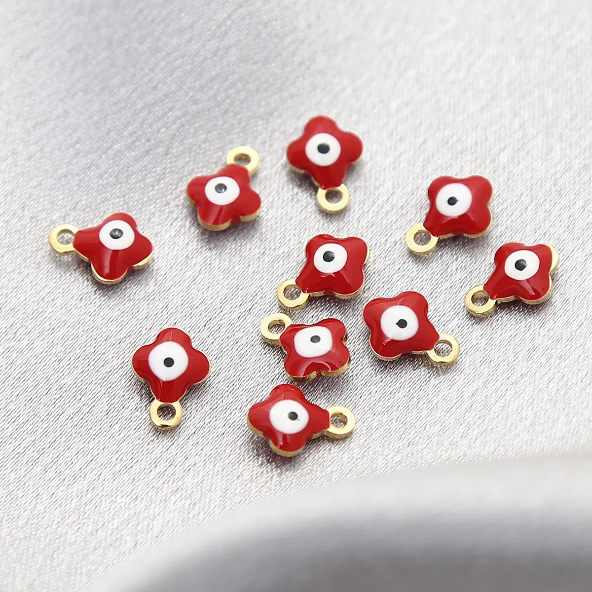 

30 шт., турецкие подвески с цветами от сглаза из нержавеющей стали, крошечные подвески для ювелирных изделий «сделай сам», браслеты, ожерелье, серьги, фурнитура