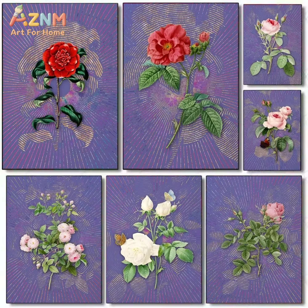 

1 шт. Винтажный постер с живописью и каллиграфией в стиле свежих цветов, современный и элегантный, на холсте, для декора дома, гостиной, общежития, настенное искусство