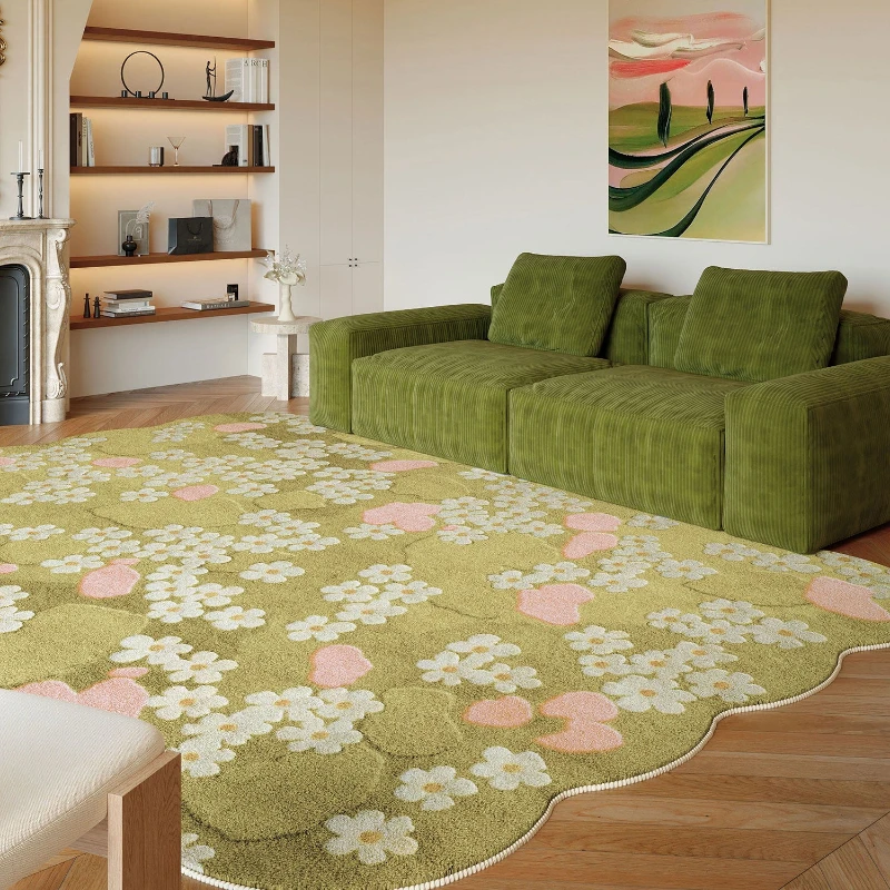 Pastoral Style Bedroom Decor Flowers Carpet Irregular Shape Carpets for Living Room Fluffy Soft Lounge Floor Mat Thick Plush Rug