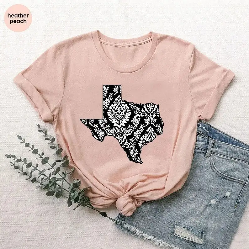 Trend Texas T Shirt for Texans Map Mandala s Women Home State Lover