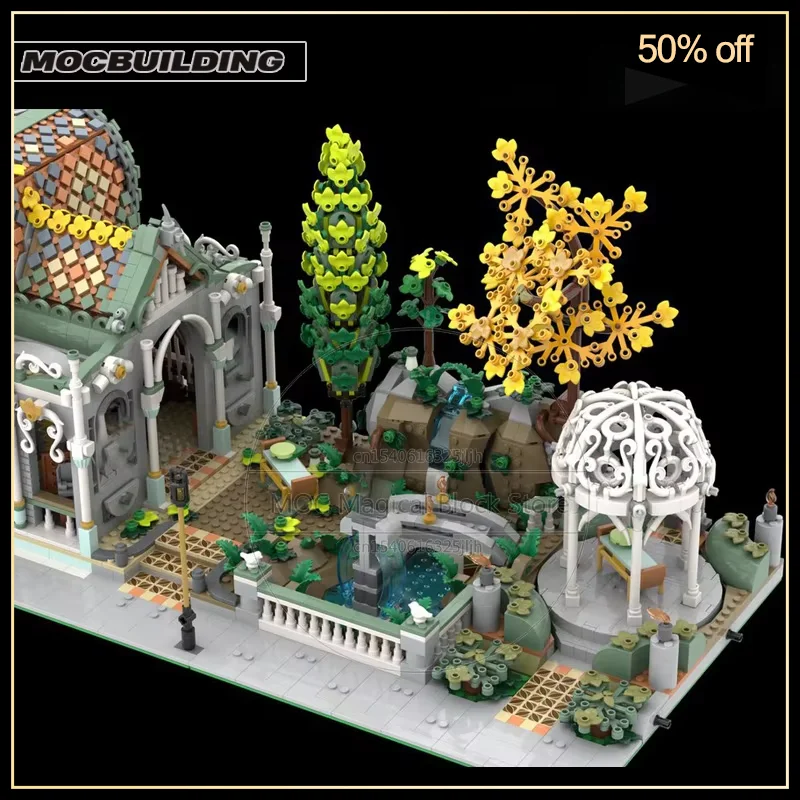 Elven Market Hall MOC Building Blocks10316 تعديل القلعة العمارة نموذج التكنولوجيا الطوب جمع اللعب هدايا عيد الميلاد