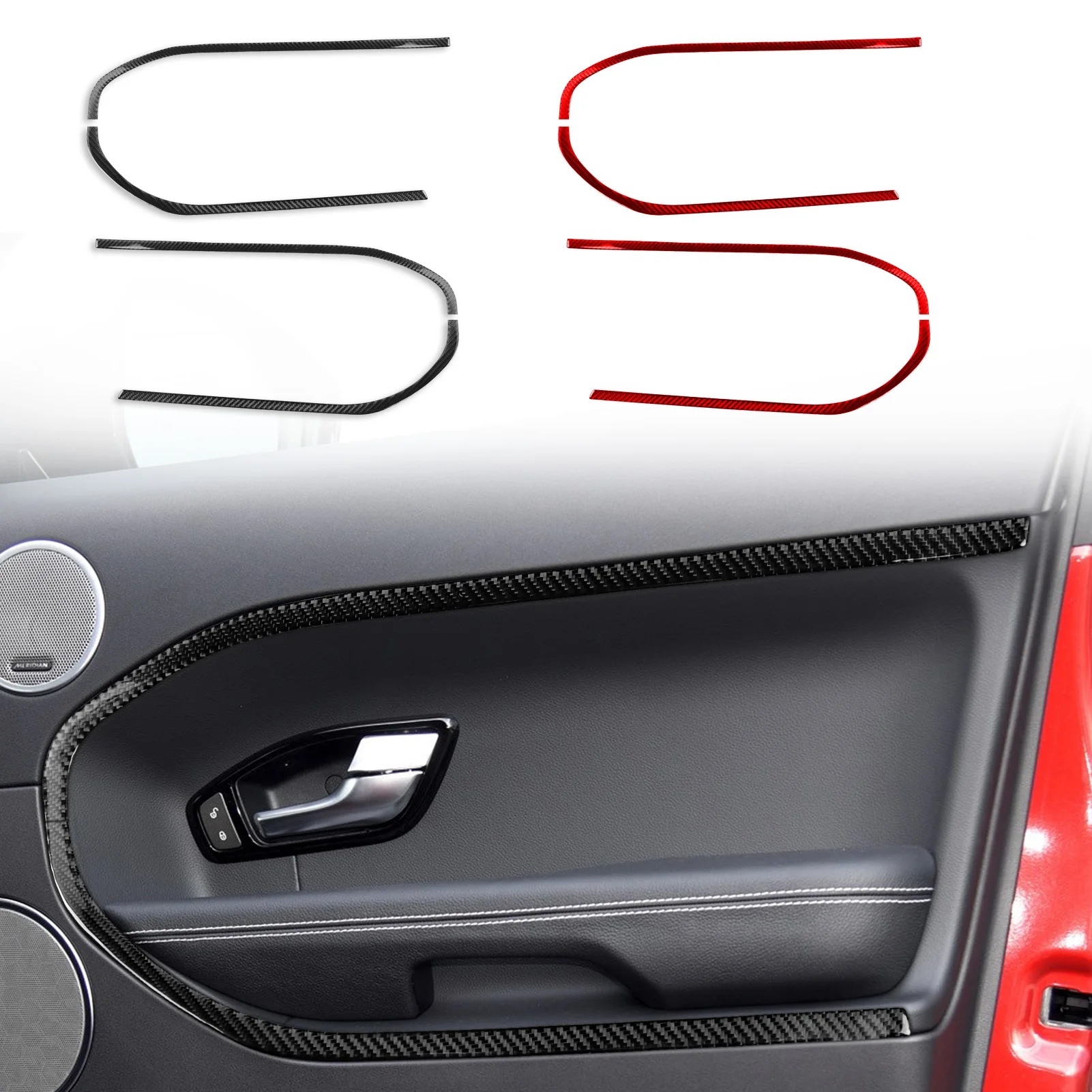 Carbon Fiber For Range Rover Evoque 2012-18Car Door Panel frame Trim Customizable Sticker Interior Accessories