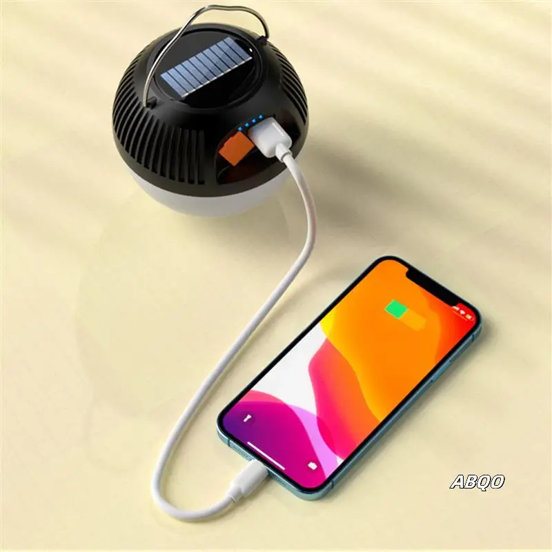 

2X Solar Camping Lamp USB Rechargeable LED Tent Light 3 Modes Portable Lanterns Emergency Strong Light B