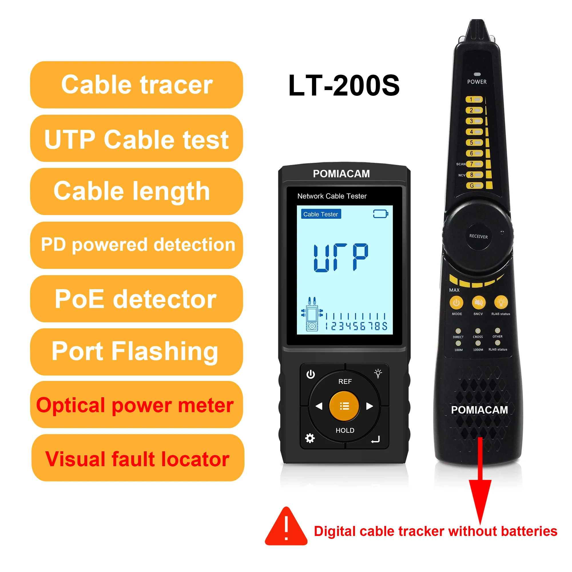 Network Cable Tester RJ45 RJ11 Cable Tracker Cable Detector Continuity Tester LT-200 Network Tools Network Line Finder
