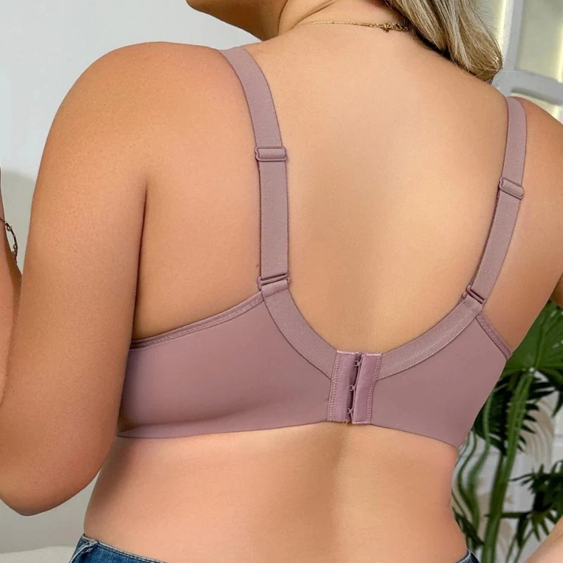 Comfortable Breathable Soft Steel Rim Anti-Sagging Bras Simple Atmospheric Smooth SurfaceWide Shoulder Strap Support Underwear E