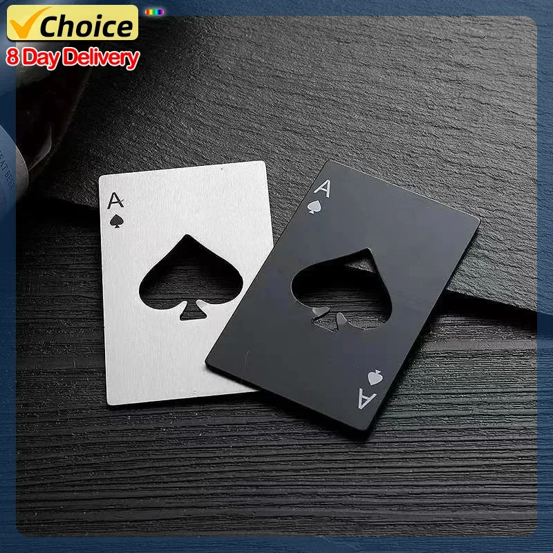 2024 50Pcs Creative Poker Shaped Bottle Can Opener Stainless Steel Credit Card Size Bar Restaurant Beer Metal Opening Tool Gift