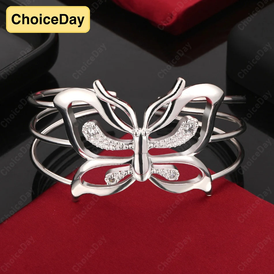

ChoiceDay 925 Sterling Silver Exquisite Butterfly Open Bracelet Women Fashion Charm Accessories Gift Temperament