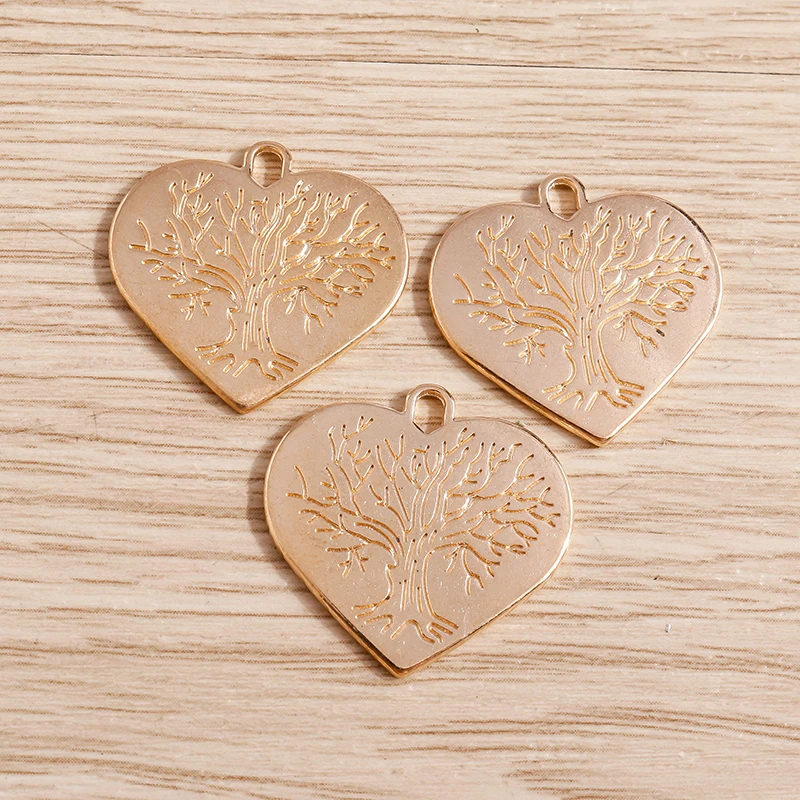 Tusember 10 Stück 23 x 23 mm Legierung Gold Silber Farbe Lebensbaum Herz Charms Anhänger für DIY Ohrringe Halsketten Schmuckherstellung Zubehör – Detail 3