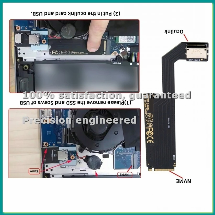 PCI-E 3.0 4.0 M.2 M-Key to Oculink SFF-8611 SFF-8612 Host Adapter for 2024 ThinkBook 16+ AMD8845 External Graphics Card-TCES
