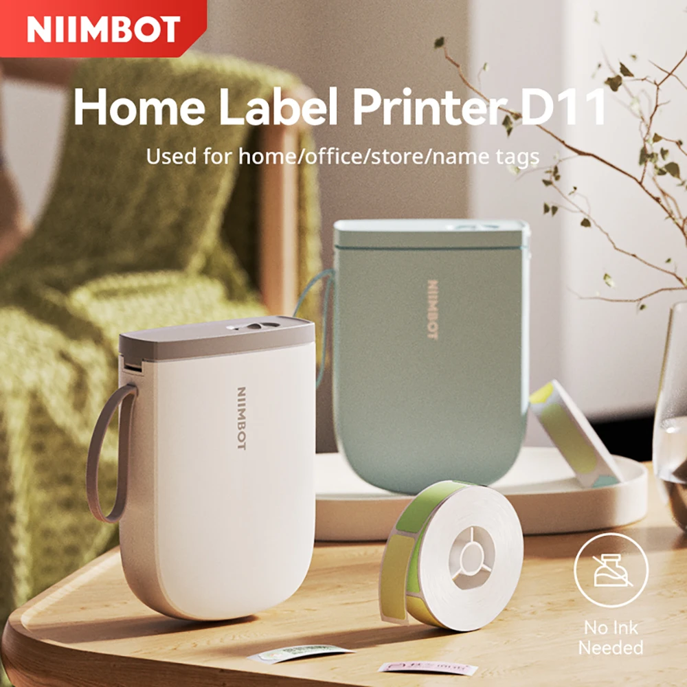 Niimbot Upgraded D11 Mini Thermal Printer 300 DPI Wireless Self-Adhesive Label Maker Inkless Pocket Barcode Name Tag  Labeller