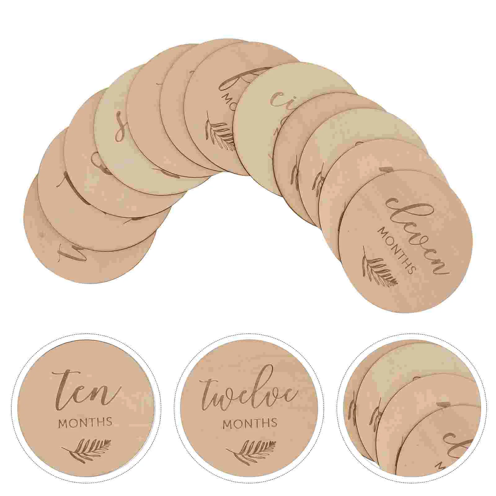 12 Pcs Wooden Growth Cards Milestone Baby Gifts Photo Discs Double Sided Infant Newborn Toddler