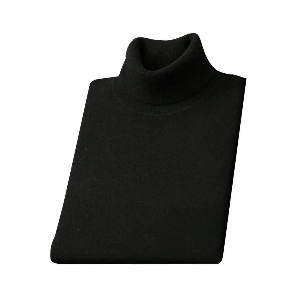 Men Winter Sweater Men's Half-high Collar Knit Sweater with Plush Lining Elastic Long Sleeves Solid Color Design Warm for Daily