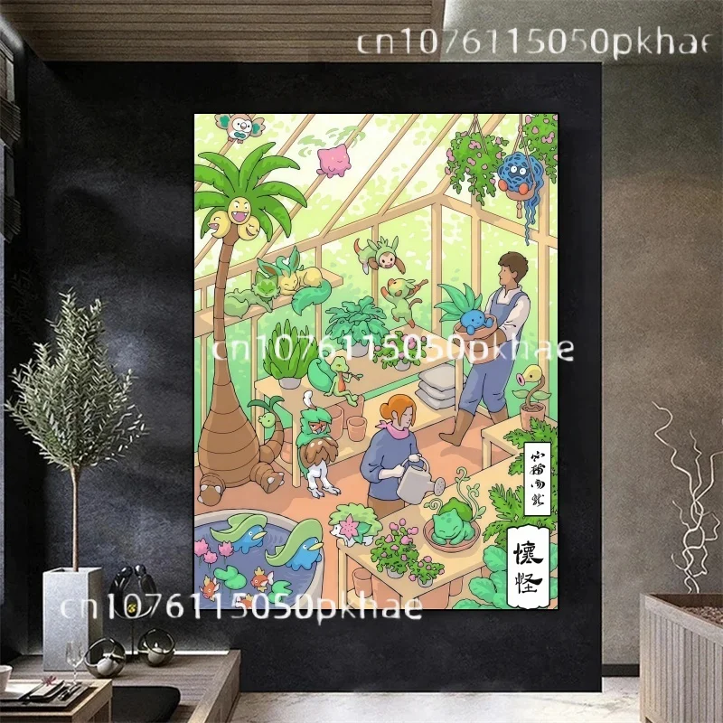 Pokemon ukiyo-e figuras de Anime Pikachu Squirtle Gengar lienzo pintura Anime arte de pared impresiones decoración para sala de estar carteles niños